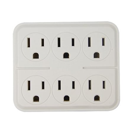 Kab Enterprise Outlet Tap, Grounded, 6 Outlet(s) White CT-027W